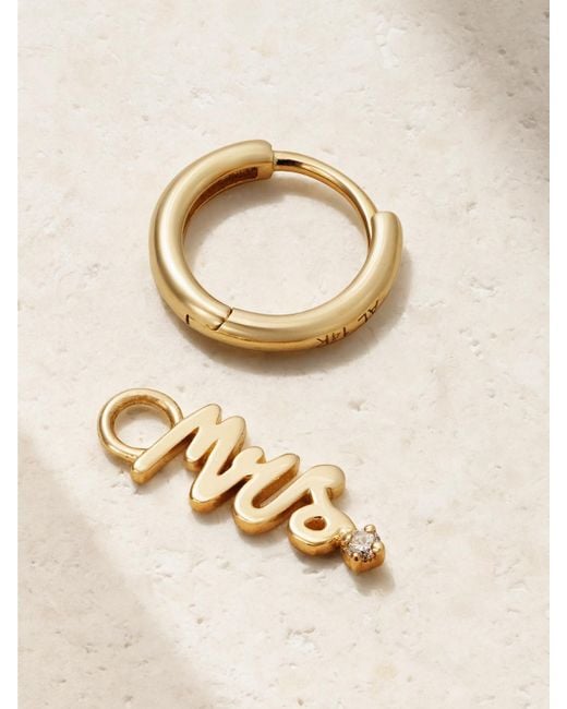 Alison Lou Natural Mrs 14-Karat Diamond Single Hoop Earring