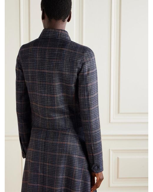 Gabriela Hearst Blue Thereza Prince Of Wales Checked Wool And Silk-Blend Jacket