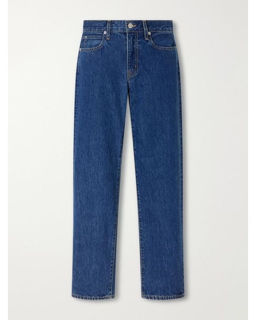 SLVRLAKE Denim Blue Chloe Low-Rise Straight-Leg Jeans