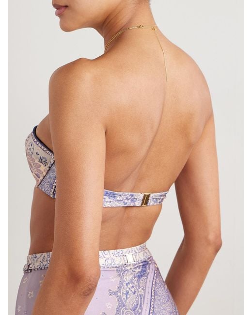 Zimmermann Pink Lucky Strapless Printed Underwired Balconette Bikini Top