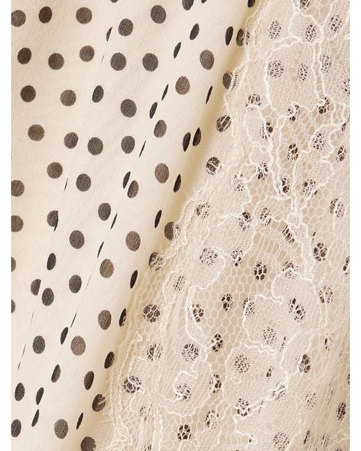 Valentino Garavani Natural Lace-Trimmed Ruffled Polka-Dot Silk-Georgette Gown