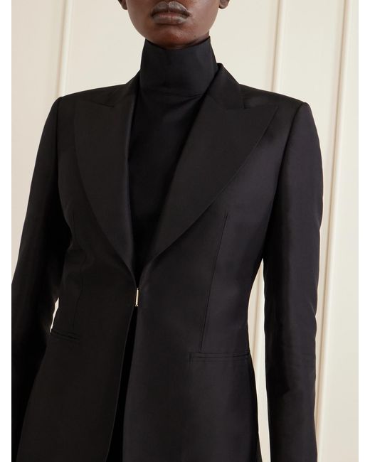 Gucci Black Silk-Satin Blazer