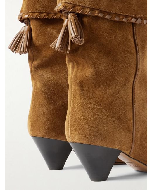 Isabel Marant Brown Dalby Ankle Boots Aus Veloursleder Mit Lederbesatz Und Troddeln