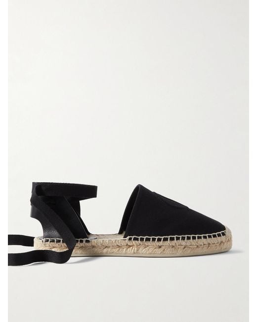 Christian Louboutin Black Nanou Lace Espadrilles Aus Canvas Mit Lederbesatz