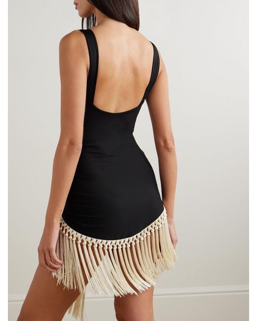 ‎Taller Marmo Black Mini Lido Set Aus Badeanzug Und Pareo Mit Fransen