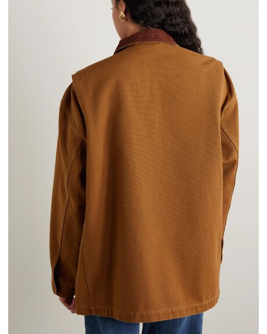 Doen Brown Pascual Corduroy-Trimmed Cotton-Canvas Jacket