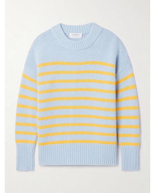 La Ligne Blue Marin Striped Wool And Cashmere-Blend Sweater
