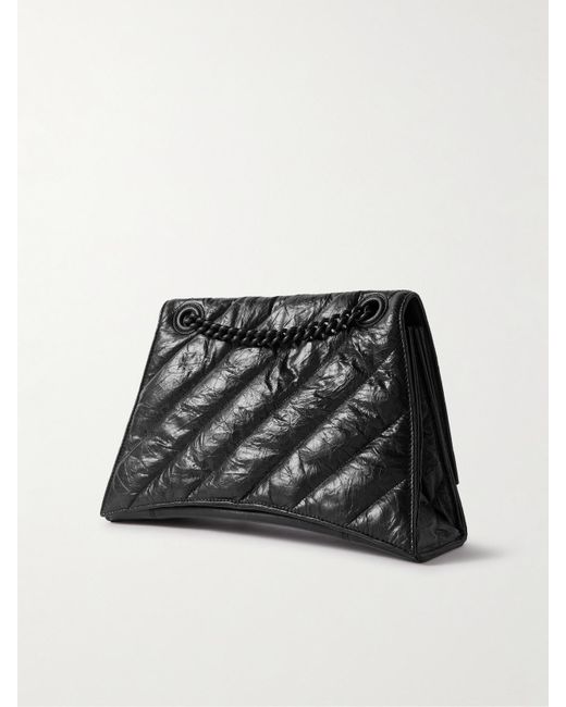 Balenciaga Black Crush Mittelgroße Schultertasche Aus Gestepptem Leder