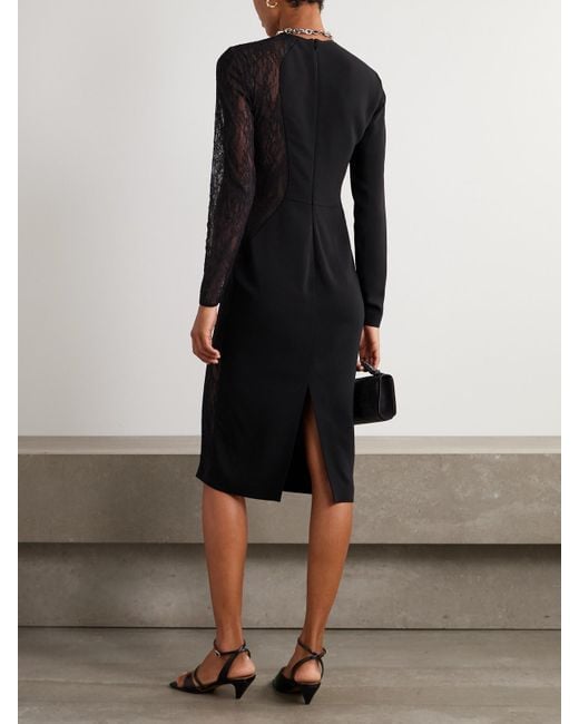 Stella McCartney Black Miracle Lace-Trimmed Crepe Dress