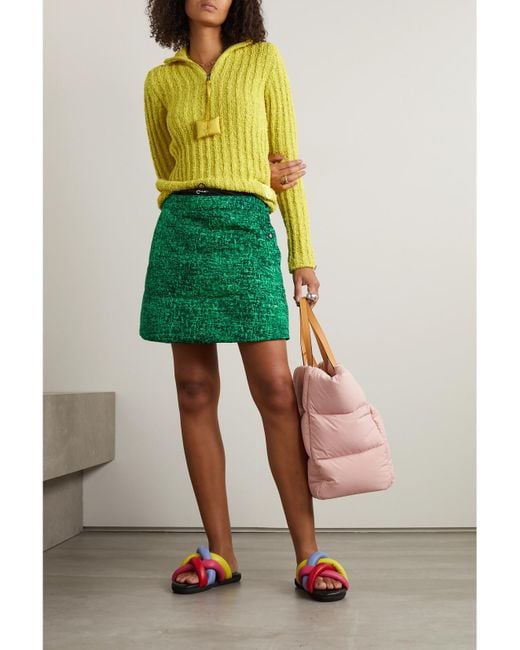 Moncler Genius Yellow Jw Anderson Appliquéd Ribbed Cotton-Blend Bouclé Sweater