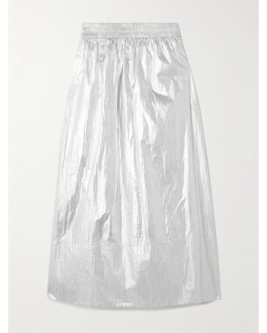 Tibi White Metallic Shell Midi Skirt
