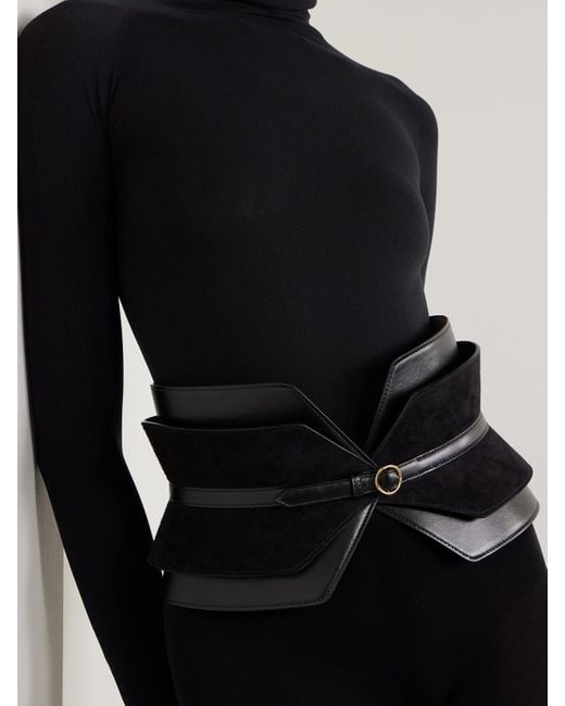 Alaïa Black Leather And Suede Waist Belt