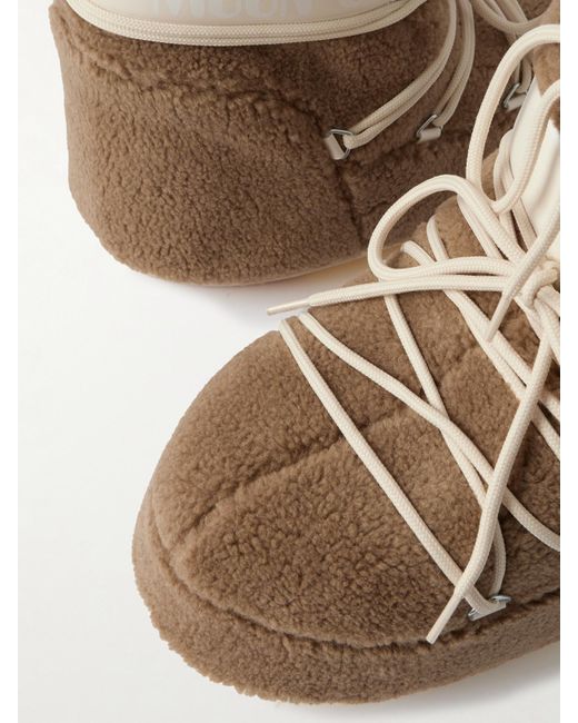 Moon Boot Natural Icon Low Nylon-Trimmed Fleece Snow Boots