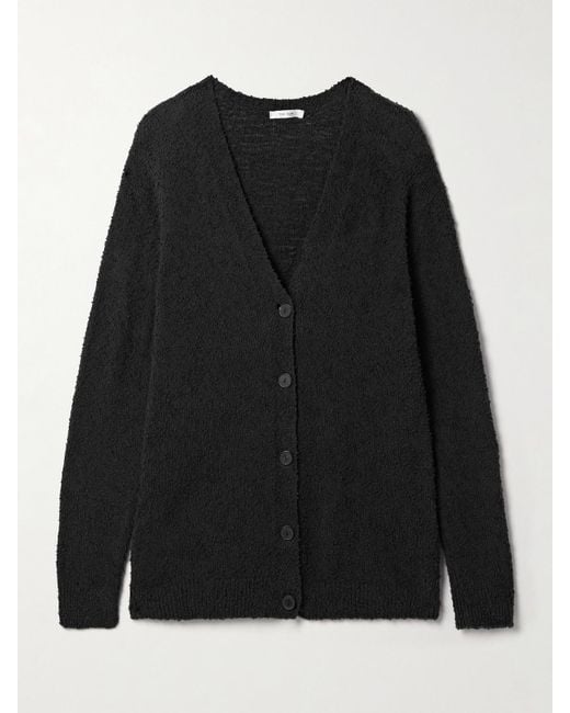 The Row Black Krystal Cotton-Bouclé Cardigan