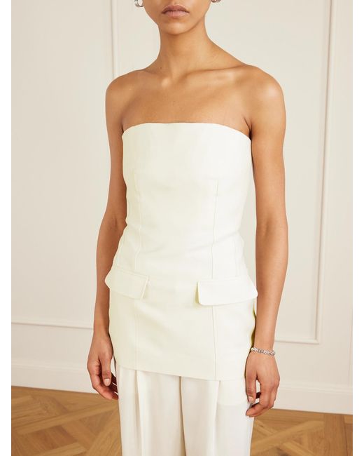 Totême  White Strapless Darted Wool And Silk-Blend Crepe Bustier Top