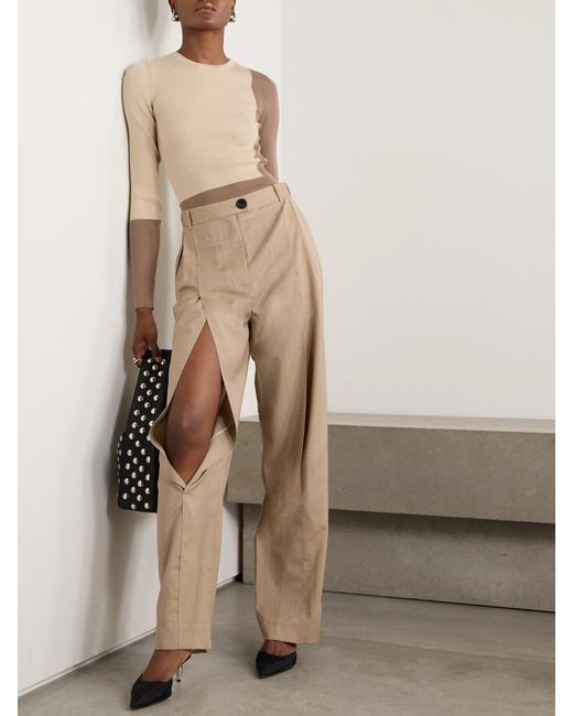 Peter Do Natural Cutout Wool-Blend Pants