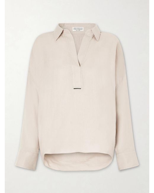 Brunello Cucinelli Natural Linen Blouse