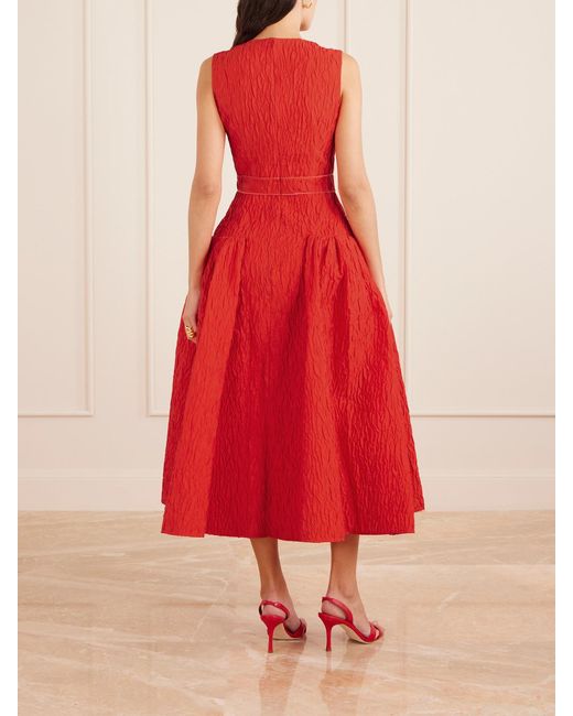 Roksanda Red Aya Cloqué Midi Dress