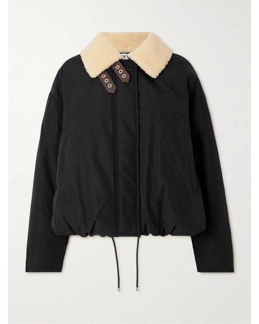 Loewe Black Jacke Aus Shell Aus Einer Baumwollmischung Mit Shearling-Besatz
