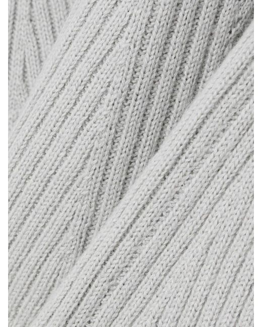 Dries Van Noten Gray Ribbed-Knit Wool-Blend Cardigan