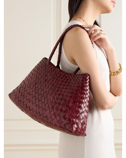 Dragon Diffusion Red Santa Croce Big Woven Leather Tote Bag