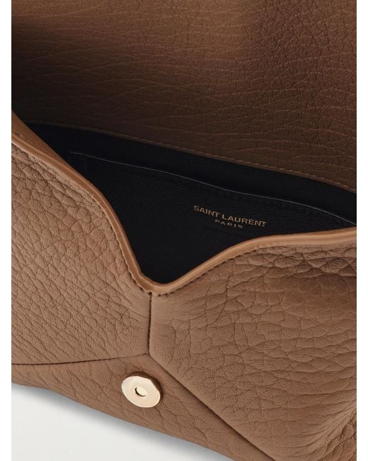 Saint Laurent Brown Cassandre Mini Textured-Leather Shoulder Bag
