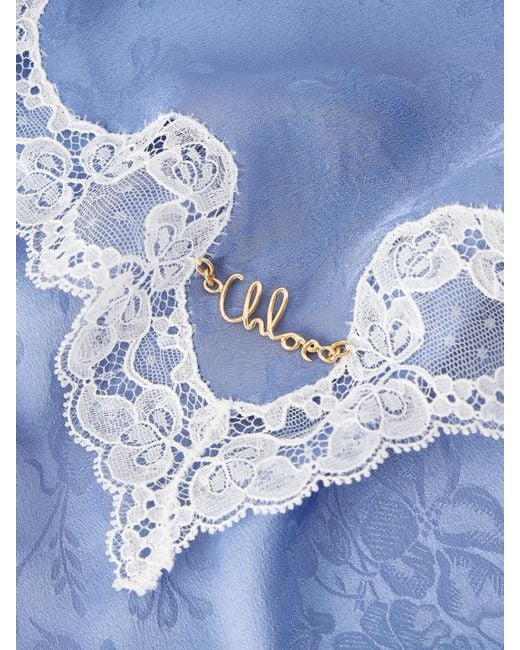 Chloé Pink Lace-Trimmed Silk Scarf