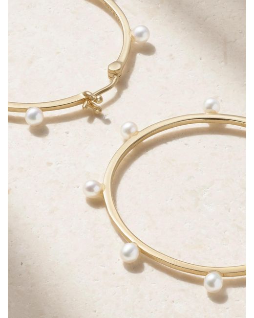 Mateo Natural Large Dot 14-Karat Pearl Hoop Earrings