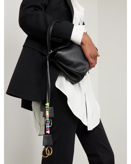 Balenciaga White Rodeo Cloche Clé Schlüsselanhänger Aus Leder Mit Goldfarbenen Details