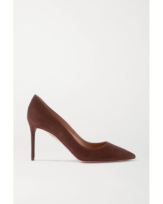 Aquazzura Brown Purist 85 Suede Pumps
