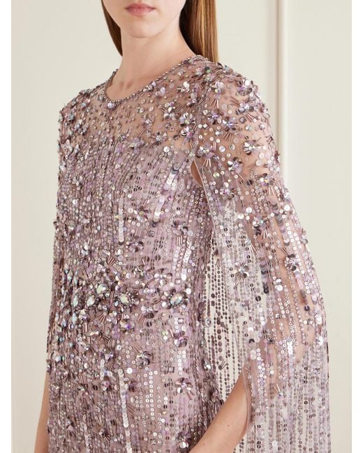 Jenny Packham Pink Ruby Sequined Tulle Gown