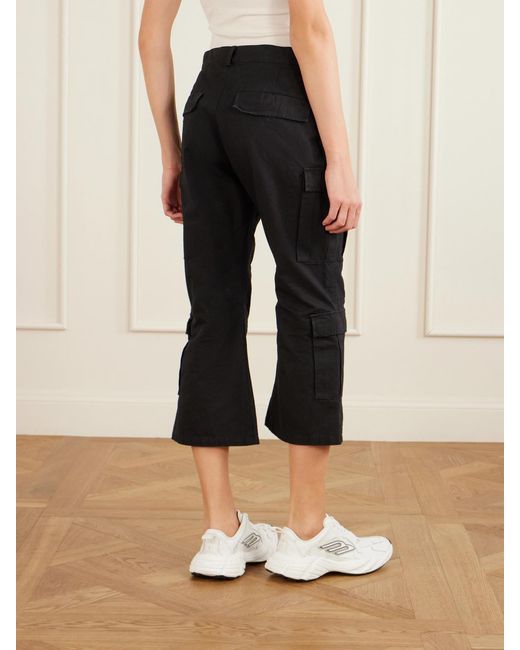 Balenciaga Black Cropped Paneled Cotton-Ripstop Flared Cargo Pants