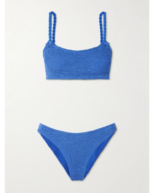 Hunza G Blue Phoebe Twisted Seersucker Bikini