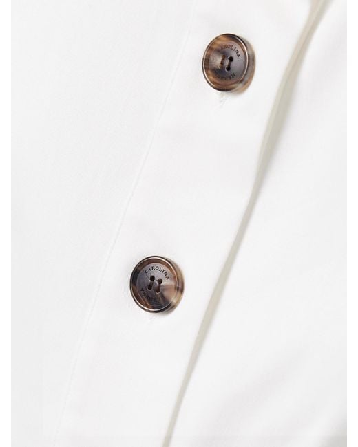 Carolina Herrera White Belted Cotton-Blend Sateen Halterneck Midi Shirt Dress