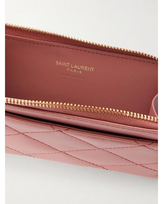 Saint Laurent Pink Quilted Leather Wallet