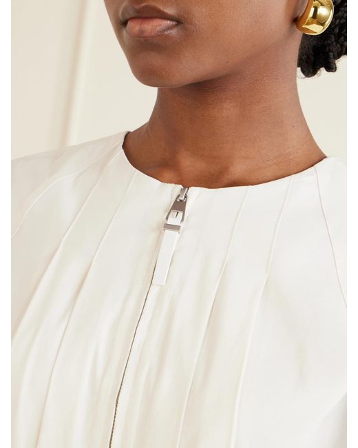 Jonathan Simkhai Natural Risel Pleated Poplin Mini Dress