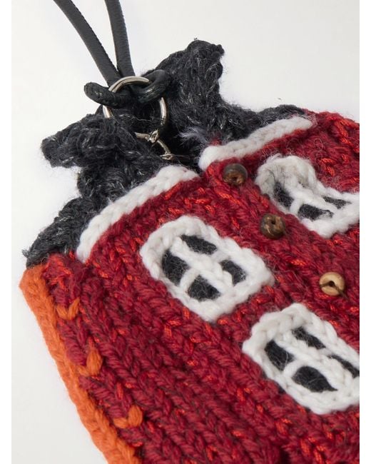 J.W. Anderson Red House Cardigan Crocheted Cotton And Leather Bag Charm