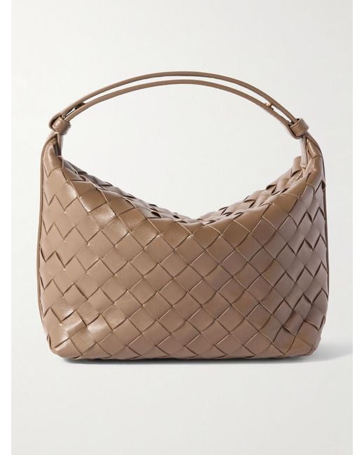 Bottega Veneta Natural Mini Wallace Intrecciato Leather Shoulder Bag