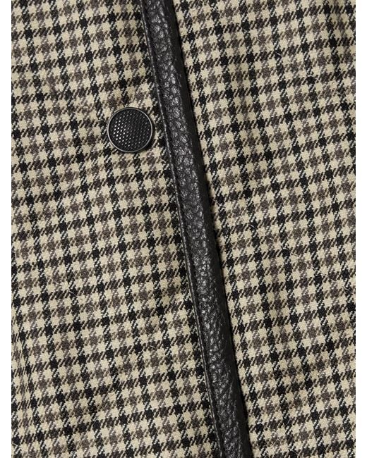 James Purdey & Sons Gray Abbot Textured Leather-Trimmed Houndstooth Quilted Wool Jacket