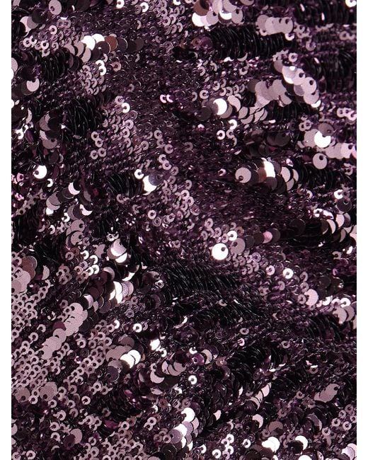 Rabanne Purple Sequinned Chiffon Turtleneck Top