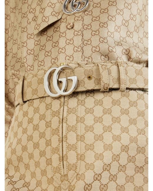 Gucci Natural Flat Marmont Gg Printed Coated-Canvas Belt