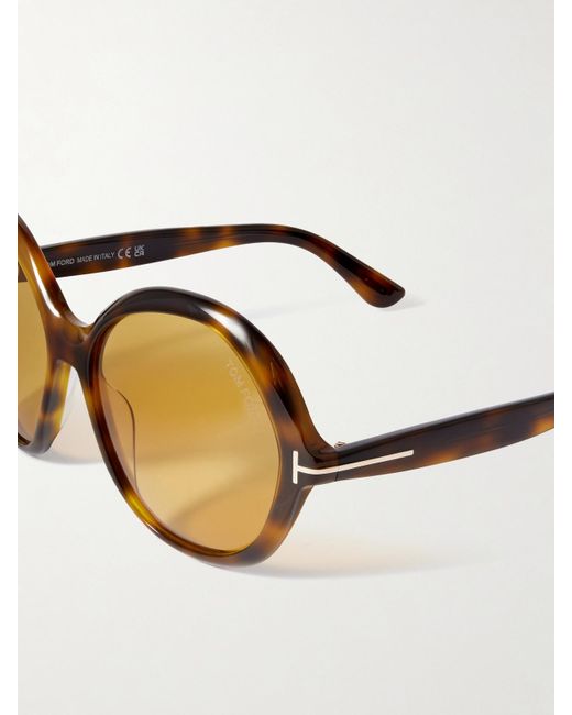 Tom Ford Natural Annabelle Round-Frame Tortoiseshell Acetate Sunglasses