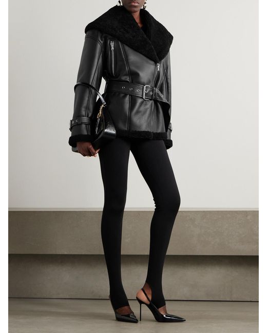 Salon 1884 Black Marcelle Belted Shearling Jacket