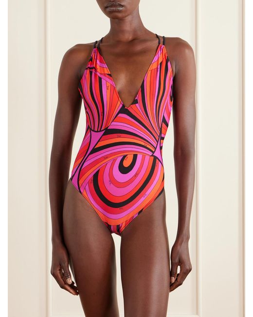 Emilio Pucci Red Printed Swimsuit