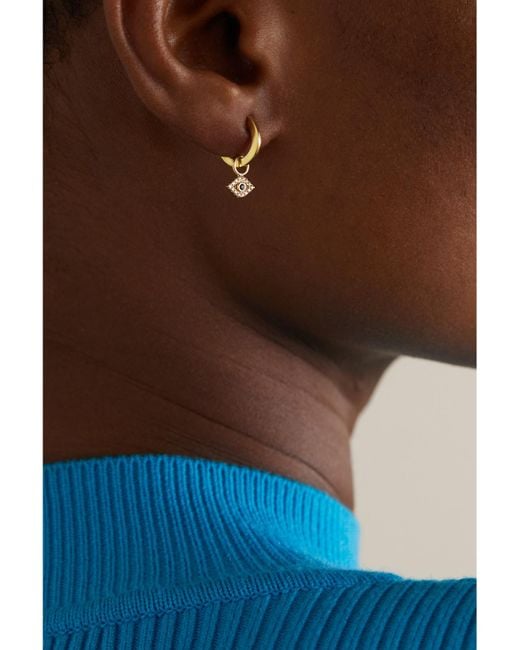 Sydney Evan Metallic Small Evil Eye Creolen Aus 14 Karat Mit Diamanten Und Saphiren