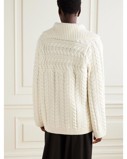 Sa Su Phi Natural Double-Breasted Cable-Knit Merino Wool And Cashmere-Blend Cardigan