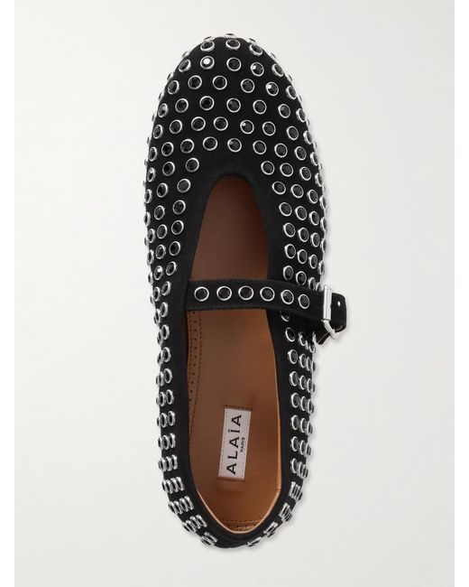 Ballerines En Daim À Cristaux Alaïa en coloris White