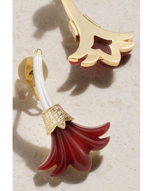 L'Atelier Nawbar Natural Big Flower 18-Karat Multi-Stone Earrings