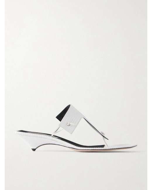 Christen White Edge T-Strap 35 Lizard-Effect Thongs