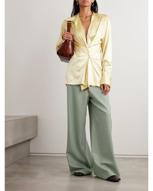 Dries Van Noten Green Wide-Leg Wool And Mohair-Blend Twill Pants